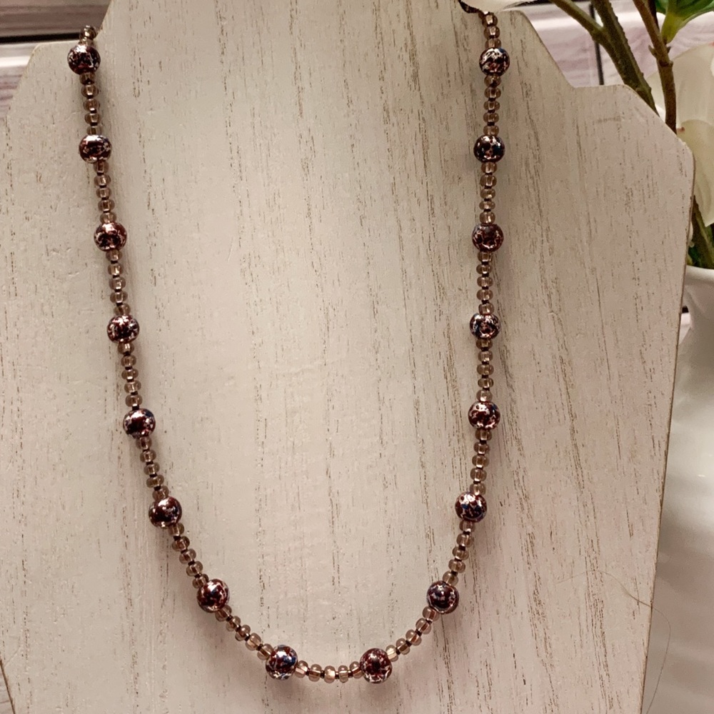 Handmade Purple Tone Beaded Necklace